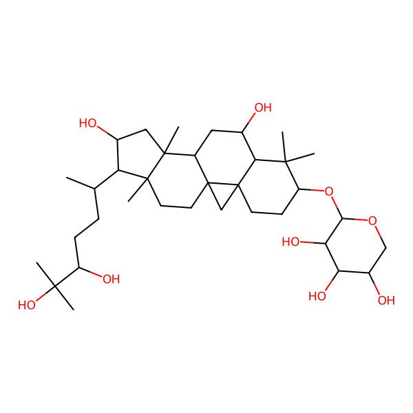 2D Structure of (2S,3R,4S,5R)-2-[[(1S,3R,6S,8R,9S,11S,12S,14S,15R,16R)-15-[(2R,5S)-5,6-dihydroxy-6-methylheptan-2-yl]-9,14-dihydroxy-7,7,12,16-tetramethyl-6-pentacyclo[9.7.0.01,3.03,8.012,16]octadecanyl]oxy]oxane-3,4,5-triol