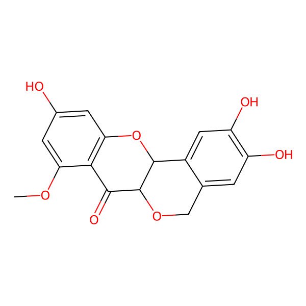 2D Structure of 2,3,10-trihydroxy-8-methoxy-6a,12a-dihydro-5H-isochromeno[4,3-b]chromen-7-one