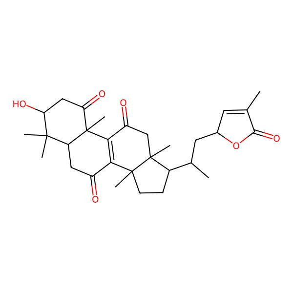 2D Structure of (3R,5S,10S,13R,14R,17R)-3-hydroxy-4,4,10,13,14-pentamethyl-17-[(2R)-1-[(2R)-4-methyl-5-oxo-2H-furan-2-yl]propan-2-yl]-2,3,5,6,12,15,16,17-octahydrocyclopenta[a]phenanthrene-1,7,11-trione