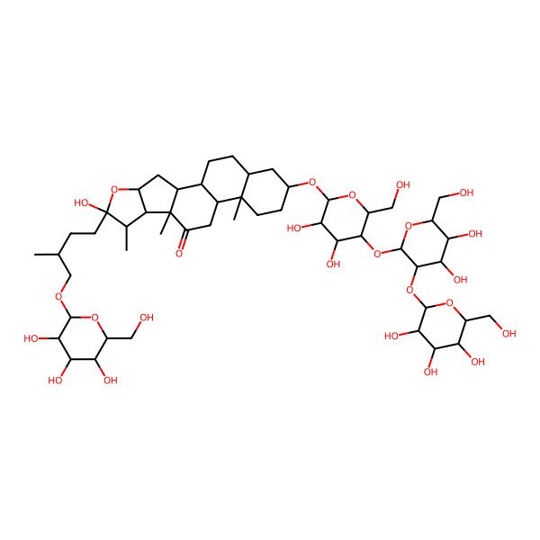2D Structure of 16-[5-[4,5-Dihydroxy-6-(hydroxymethyl)-3-[3,4,5-trihydroxy-6-(hydroxymethyl)oxan-2-yl]oxyoxan-2-yl]oxy-3,4-dihydroxy-6-(hydroxymethyl)oxan-2-yl]oxy-6-hydroxy-7,9,13-trimethyl-6-[3-methyl-4-[3,4,5-trihydroxy-6-(hydroxymethyl)oxan-2-yl]oxybutyl]-5-oxapentacyclo[10.8.0.02,9.04,8.013,18]icosan-10-one