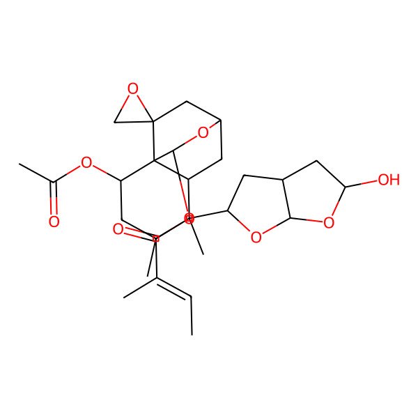 2D Structure of [2-Acetyloxy-5-(5-hydroxy-2,3,3a,4,5,6a-hexahydrofuro[2,3-b]furan-2-yl)-4,5-dimethylspiro[9-oxatricyclo[6.2.2.01,6]dodecane-11,2'-oxirane]-10-yl] 2-methylbut-2-enoate