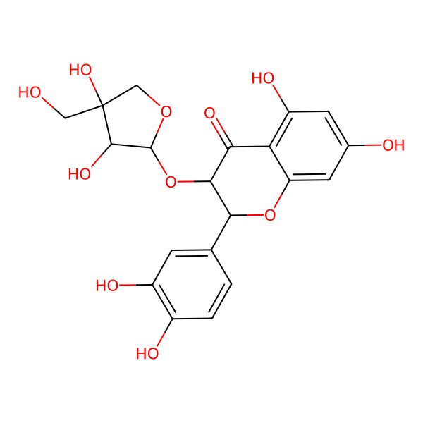 2D Structure of 3-[3,4-Dihydroxy-4-(hydroxymethyl)oxolan-2-yl]oxy-2-(3,4-dihydroxyphenyl)-5,7-dihydroxy-2,3-dihydrochromen-4-one