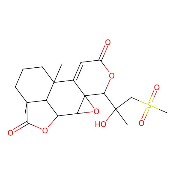 2D Structure of 5-(2-Hydroxy-1-methylsulfonylpropan-2-yl)-10,14-dimethyl-3,6,16-trioxapentacyclo[8.6.1.02,4.04,9.014,17]heptadec-8-ene-7,15-dione