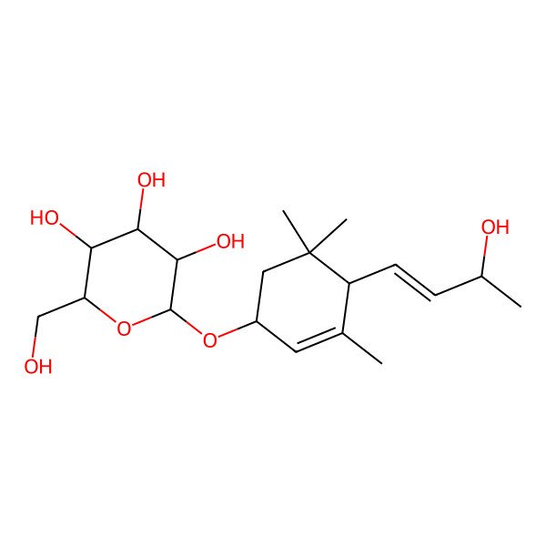 2D Structure of (2R,3R,4S,5S,6R)-2-[4-[(E)-3-hydroxybut-1-enyl]-3,5,5-trimethylcyclohex-2-en-1-yl]oxy-6-(hydroxymethyl)oxane-3,4,5-triol