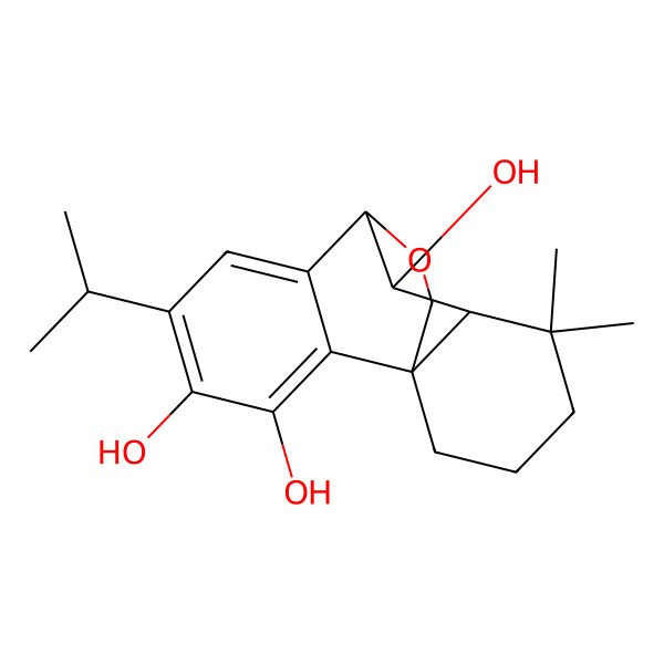 2D Structure of (1R,8R,9R,10S)-11,11-dimethyl-5-propan-2-yl-16-oxatetracyclo[6.6.2.01,10.02,7]hexadeca-2,4,6-triene-3,4,9-triol