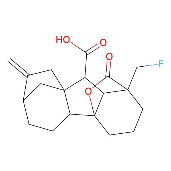 2D Structure of (1R,2S,5R,8R,9S,10R,11S)-11-(fluoromethyl)-6-methylidene-16-oxo-15-oxapentacyclo[9.3.2.15,8.01,10.02,8]heptadecane-9-carboxylic acid