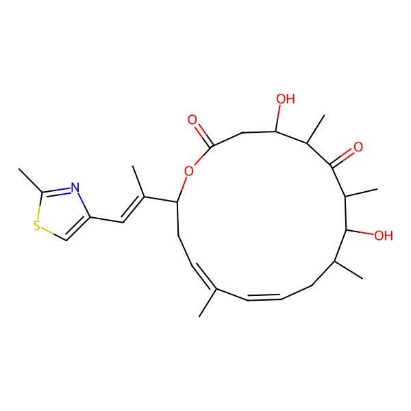 2D Structure of (4S,5R,7R,8S,9S,11E,13Z,16S)-4,8-dihydroxy-5,7,9,13-tetramethyl-16-[(E)-1-(2-methyl-1,3-thiazol-4-yl)prop-1-en-2-yl]-1-oxacyclohexadeca-11,13-diene-2,6-dione