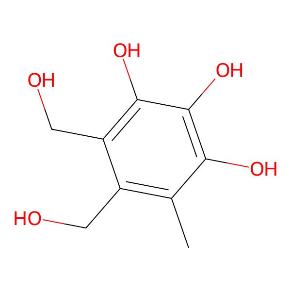 2D Structure of 2,3,4-Trihydroxy-6-(hydroxymethyl)-5-methylbenzylacohol