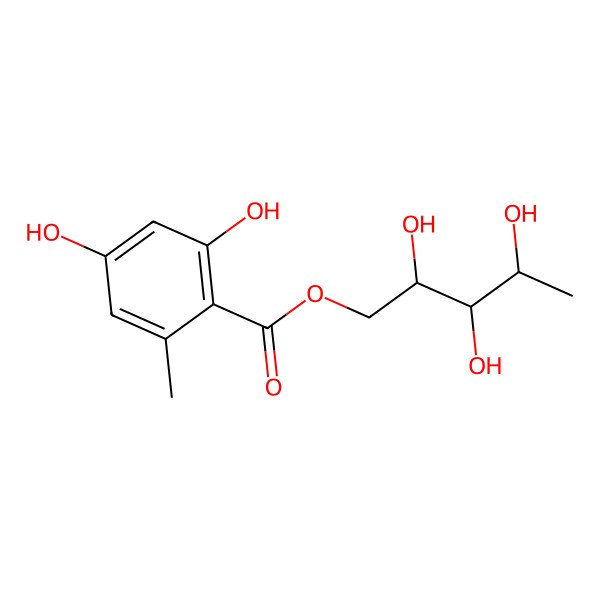 2D Structure of 2,3,4-Trihydroxypentyl 2,4-dihydroxy-6-methylbenzoate