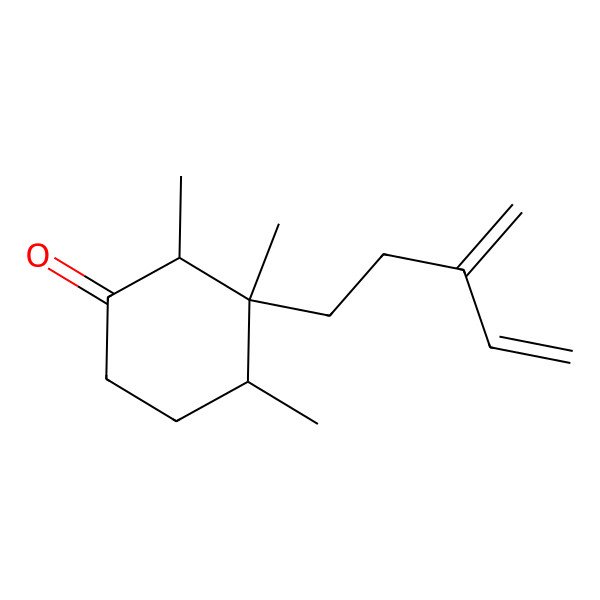 2D Structure of 2,3,4-Trimethyl-3-(3-methylidenepent-4-enyl)cyclohexan-1-one 2D Structure of 2,3,4-Trimethyl-3-(3-methylidenepent-4-enyl)cyclohexan-1-one