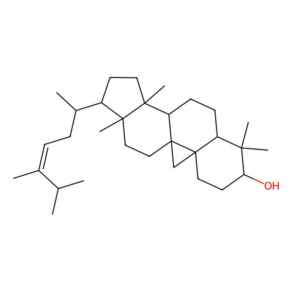 2D Structure of (1R,3S,6S,8S,11R,12S,15R,16R)-15-[(Z,2R)-5,6-dimethylhept-4-en-2-yl]-7,7,12,16-tetramethylpentacyclo[9.7.0.01,3.03,8.012,16]octadecan-6-ol