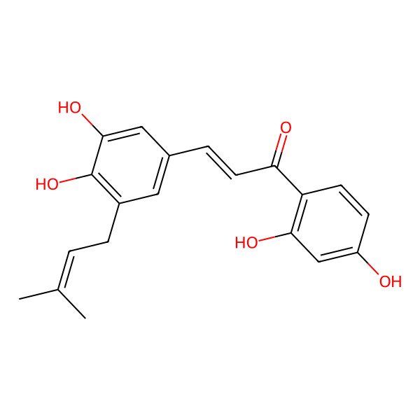 2D Structure of 2',3,4,4'-Tetrahydroxy-5-prenylchalcone