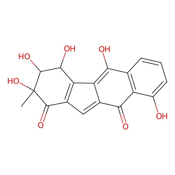 2D Structure of 2,3,4,5,9-Pentahydroxy-2-methyl-3,4-dihydrobenzo[b]fluorene-1,10-dione
