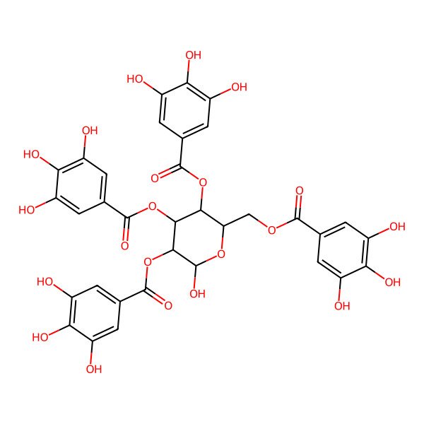 2D Structure of 2,3,4,6-Tetragalloyl-D-glucopyranose 2D Structure of 2,3,4,6-Tetragalloyl-D-glucopyranose