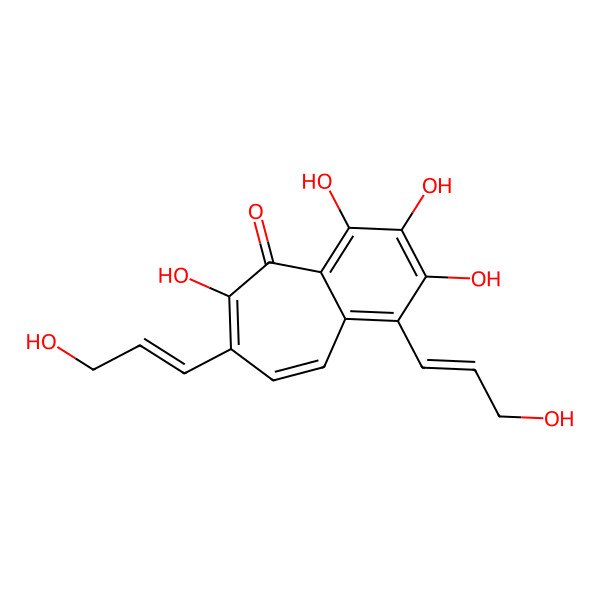 2D Structure of 2,3,4,6-Tetrahydroxy-1,7-bis(3-hydroxyprop-1-enyl)benzo[7]annulen-5-one