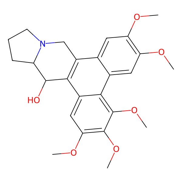 2D Structure of 2,3,4,6,7-Pentamethoxy-9,11,12,13,13a,14-hexahydrophenanthro[9,10-f]indolizin-14-ol