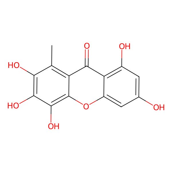 2D Structure of 2,3,4,6,8-Pentahydroxy-1-methylxanthone