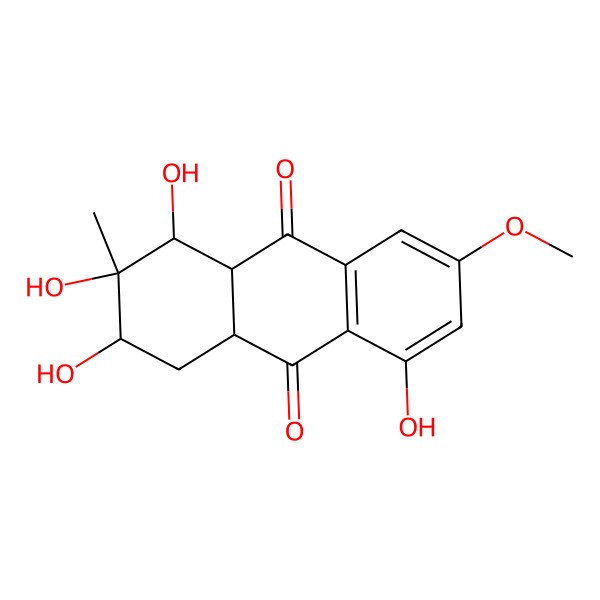 2D Structure of 2,3,4,8-tetrahydroxy-6-methoxy-3-methyl-2,4,4a,9a-tetrahydro-1H-anthracene-9,10-dione