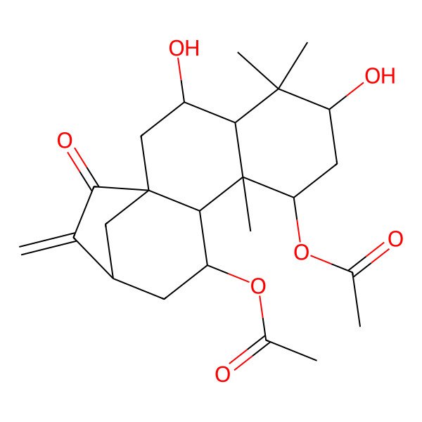 2D Structure of [(1S,3S,4R,6S,8S,9R,10S,11S,13S)-8-acetyloxy-3,6-dihydroxy-5,5,9-trimethyl-14-methylidene-15-oxo-11-tetracyclo[11.2.1.01,10.04,9]hexadecanyl] acetate