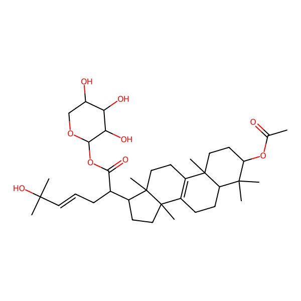2D Structure of (3,4,5-trihydroxyoxan-2-yl) 2-(3-acetyloxy-4,4,10,13,14-pentamethyl-2,3,5,6,7,11,12,15,16,17-decahydro-1H-cyclopenta[a]phenanthren-17-yl)-6-hydroxy-6-methylhept-4-enoate