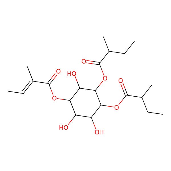 2D Structure of [2,3,5-Trihydroxy-6-(2-methylbutanoyloxy)-4-(2-methylbut-2-enoyloxy)cyclohexyl] 2-methylbutanoate