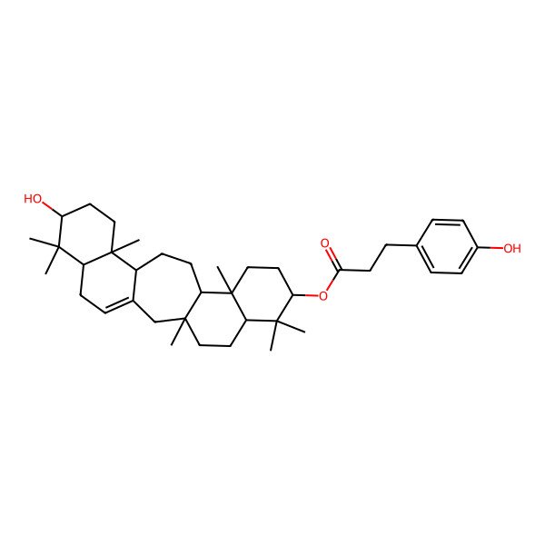 2D Structure of (19-Hydroxy-3,7,7,11,16,20,20-heptamethyl-8-pentacyclo[13.8.0.03,12.06,11.016,21]tricos-1(23)-enyl) 3-(4-hydroxyphenyl)propanoate