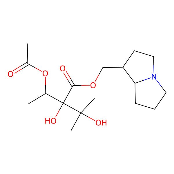 2D Structure of 2,3,5,6,7,8-hexahydro-1H-pyrrolizin-1-ylmethyl 2-(1-acetyloxyethyl)-2,3-dihydroxy-3-methylbutanoate