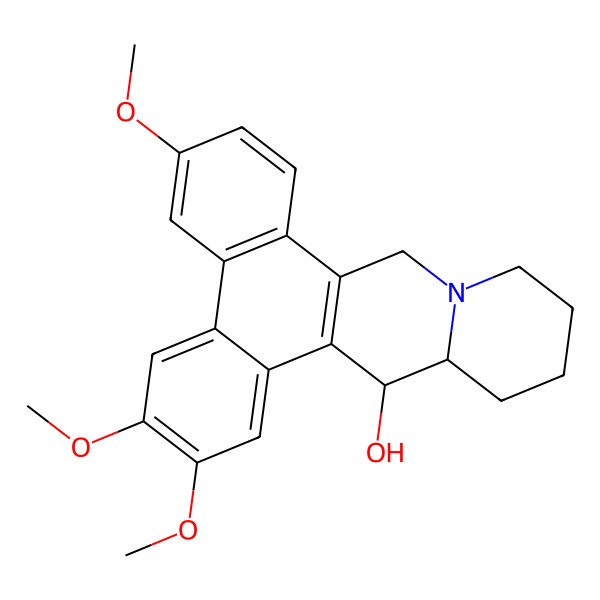 2D Structure of 2,3,6-trimethoxy-11,12,13,14,14a,15-hexahydro-9H-phenanthro[9,10-b]quinolizin-15-ol