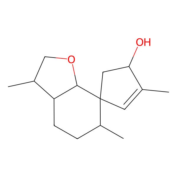 2D Structure of 2',3,6-trimethylspiro[3,3a,4,5,6,7a-hexahydro-2H-1-benzofuran-7,4'-cyclopent-2-ene]-1'-ol