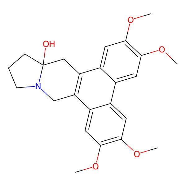 2D Structure of 2,3,6,7-tetramethoxy-11,12,13,14-tetrahydro-9H-phenanthro[9,10-f]indolizin-13a-ol
