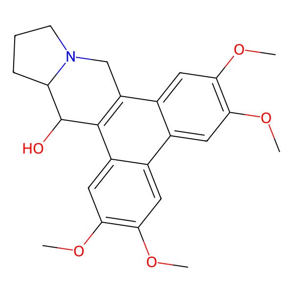 2D Structure of 2,3,6,7-Tetramethoxy-9,11,12,13,13a,14-hexahydrophenanthro[9,10-f]indolizin-14-ol