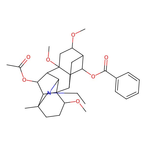 2D Structure of [(1R,2S,3S,4R,5S,6S,8S,9S,10S,13S,16S,17S,18R)-18-acetyloxy-11-ethyl-6,8,16-trimethoxy-13-methyl-11-azahexacyclo[7.7.2.12,5.01,10.03,8.013,17]nonadecan-4-yl] benzoate