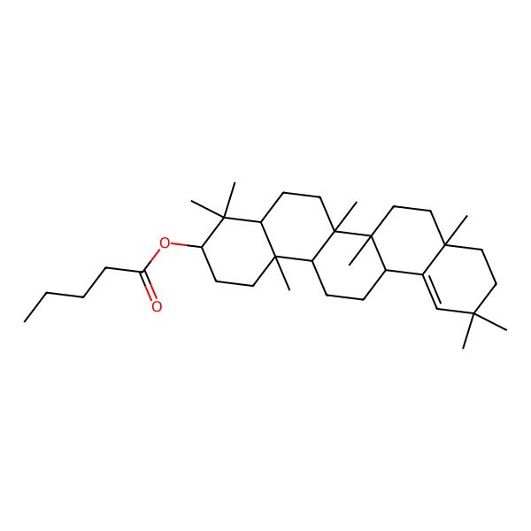 2D Structure of (4,4,6a,6b,8a,11,11,14b-Octamethyl-1,2,3,4a,5,6,6a,7,8,9,10,13,14,14a-tetradecahydropicen-3-yl) pentanoate