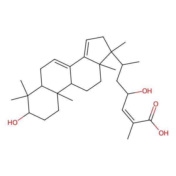 2D Structure of (E,4R,6R)-4-hydroxy-6-[(3R,5R,9S,10R,13S,17S)-3-hydroxy-4,4,10,13,17-pentamethyl-2,3,5,6,9,11,12,16-octahydro-1H-cyclopenta[a]phenanthren-17-yl]-2-methylhept-2-enoic acid