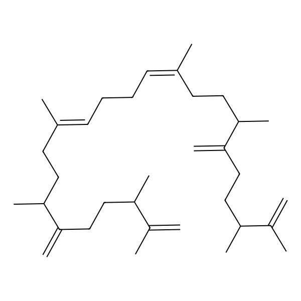 2D Structure of 2,3,7,10,15,18,22,23-Octamethyl-6,19-dimethylidenetetracosa-1,10,14,23-tetraene