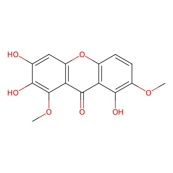 2D Structure of 2,3,8-Trihydroxy-1,7-dimethoxyxanthen-9-one