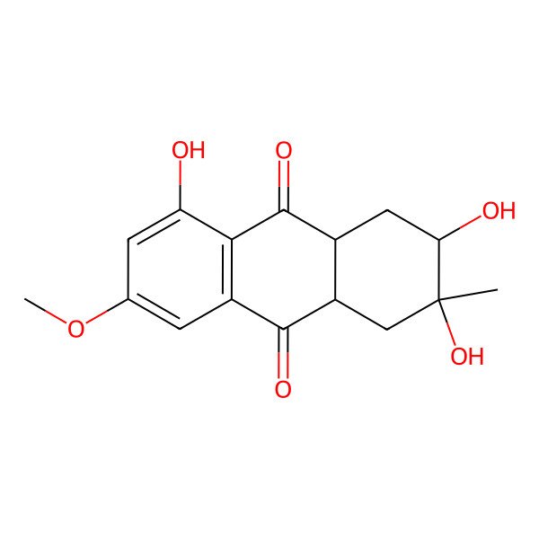 2D Structure of 2,3,8-trihydroxy-6-methoxy-3-methyl-2,4,4a,9a-tetrahydro-1H-anthracene-9,10-dione