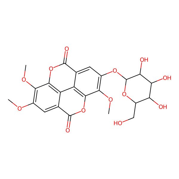 2D Structure of 2,3,8-Trimethoxy-7-(beta-D-glucopyranosyloxy)[1]benzopyrano[5,4,3-cde][1]benzopyran-5,10-dione