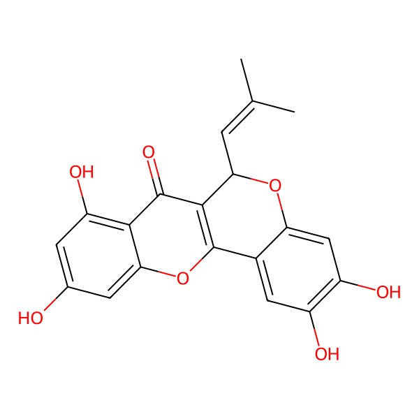 2D Structure of 2,3,8,10-tetrahydroxy-6-(2-methylprop-1-enyl)-6H-chromeno[4,3-b]chromen-7-one