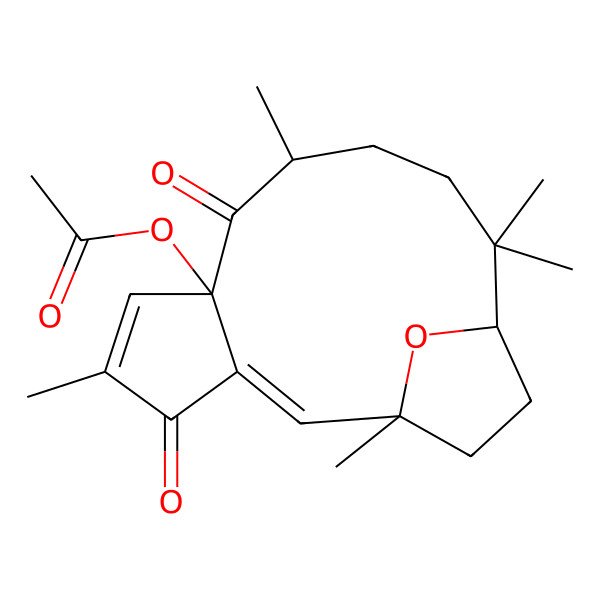 2D Structure of [(1S,2E,7S,9R,13S)-1,5,9,12,12-pentamethyl-4,8-dioxo-16-oxatricyclo[11.2.1.03,7]hexadeca-2,5-dien-7-yl] acetate