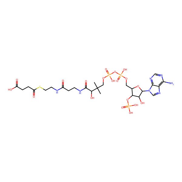 2D Structure of 4-[2-[3-[[(2R)-4-[[[(2S,3R,4S,5S)-5-(6-aminopurin-9-yl)-4-hydroxy-3-phosphonooxyoxolan-2-yl]methoxy-hydroxyphosphoryl]oxy-hydroxyphosphoryl]oxy-2-hydroxy-3,3-dimethylbutanoyl]amino]propanoylamino]ethylsulfanyl]-4-oxobutanoic acid