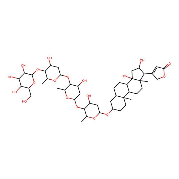 2D Structure of 3-[14,16-dihydroxy-3-[4-hydroxy-5-[4-hydroxy-5-[4-hydroxy-6-methyl-5-[3,4,5-trihydroxy-6-(hydroxymethyl)oxan-2-yl]oxyoxan-2-yl]oxy-6-methyloxan-2-yl]oxy-6-methyloxan-2-yl]oxy-10,13-dimethyl-1,2,3,4,5,6,7,8,9,11,12,15,16,17-tetradecahydrocyclopenta[a]phenanthren-17-yl]-2H-furan-5-one