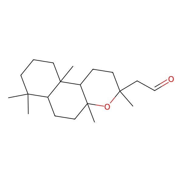 2D Structure of 2-[(3S,4aR,6aS,10aS,10bS)-3,4a,7,7,10a-pentamethyl-2,5,6,6a,8,9,10,10b-octahydro-1H-benzo[f]chromen-3-yl]acetaldehyde