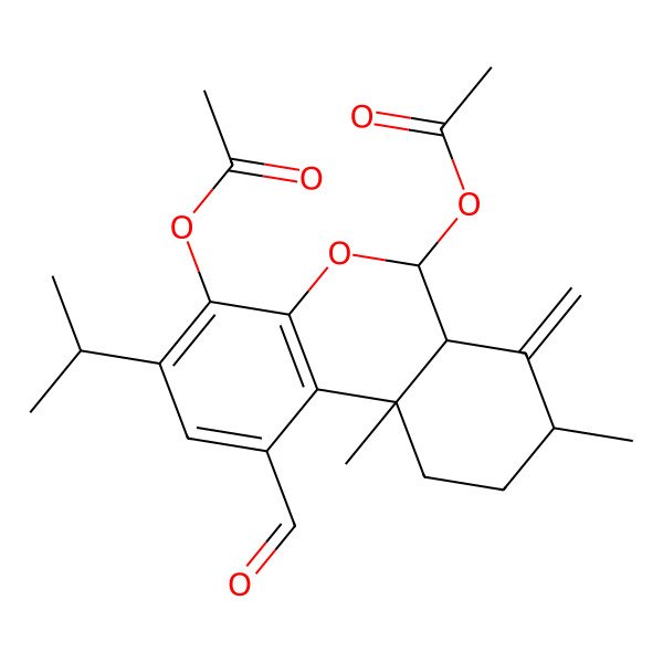 2D Structure of (4-acetyloxy-1-formyl-8,10a-dimethyl-7-methylidene-3-propan-2-yl-6a,8,9,10-tetrahydro-6H-benzo[c]chromen-6-yl) acetate