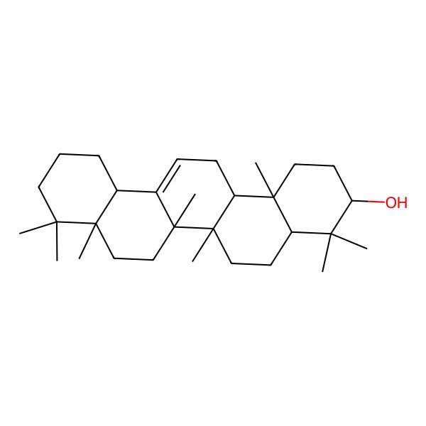 2D Structure of (3S,4aR,6aR,6bS,8aS,12aS,14aR,14bR)-4,4,6a,6b,8a,9,9,14b-octamethyl-1,2,3,4a,5,6,7,8,10,11,12,12a,14,14a-tetradecahydropicen-3-ol