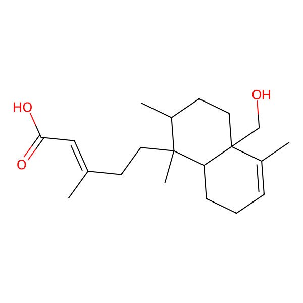 2D Structure of (E)-5-[(1S,2R,4aR,8aR)-4a-(hydroxymethyl)-1,2,5-trimethyl-2,3,4,7,8,8a-hexahydronaphthalen-1-yl]-3-methylpent-2-enoic acid