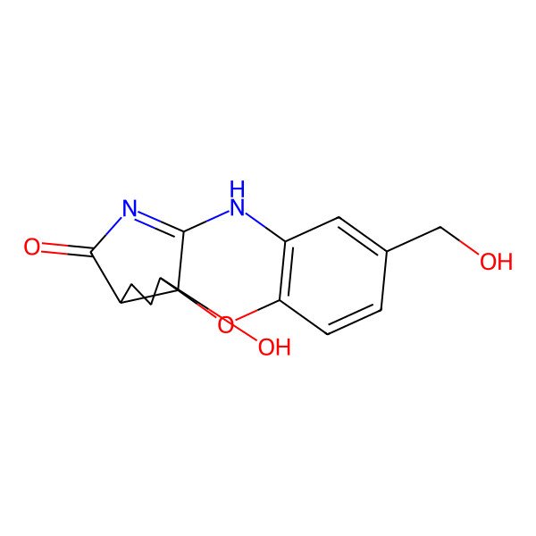2D Structure of (1S,13S,16R)-16-hydroxy-6-(hydroxymethyl)-2-oxa-9,11-diazatetracyclo[8.6.0.01,13.03,8]hexadeca-3(8),4,6,10-tetraen-12-one