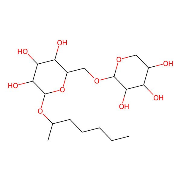 2D Structure of (2R,3R,4S,5S,6R)-2-[(2S)-heptan-2-yl]oxy-6-[[(2S,3R,4S,5R)-3,4,5-trihydroxyoxan-2-yl]oxymethyl]oxane-3,4,5-triol