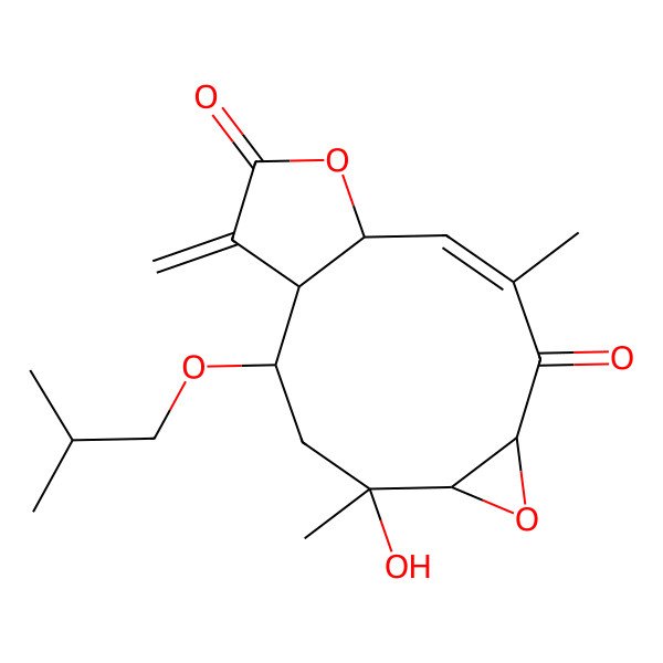 2D Structure of (1R,2R,4R,5R,7R,9Z,11R)-4-hydroxy-4,9-dimethyl-14-methylidene-2-(2-methylpropoxy)-6,12-dioxatricyclo[9.3.0.05,7]tetradec-9-ene-8,13-dione