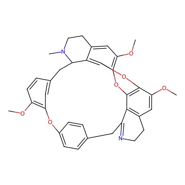 2D Structure of (14R)-9,20,25-trimethoxy-15-methyl-7,23,33-trioxa-15,30-diazaoctacyclo[19.9.3.23,6.18,12.114,18.024,32.027,31.022,34]heptatriaconta-1(30),3(37),4,6(36),8,10,12(35),18,20,22(34),24,26,31-tridecaene